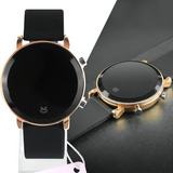 Relógio Feminino Dourado Silicone Led Digital Premium Qualidade Ajustável Aço Preto