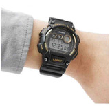 Relógio Masculino Casio Digital W-735h-1a2vdf-sc - Preto Bisel Preto E Dourado Fundo Cinza