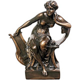 Diseño Toscano Safo Con Arpa (c. 1920) Estatua, Bronce