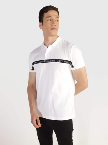 Polo Calvin Klein Jeans Franja Hombre Blanco