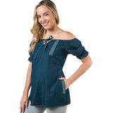 Blusa Maternidad Mezclilla Y Embarazo Strapless - 184