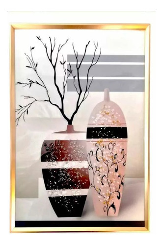 Cuadro De Arte Impresionismo Diseño Jarrón Prunus 61x41 Cm