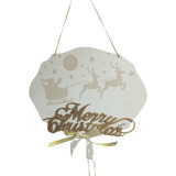 Cartel Merry Christmas Blanco Y Dorado  Decoracion Navidad 