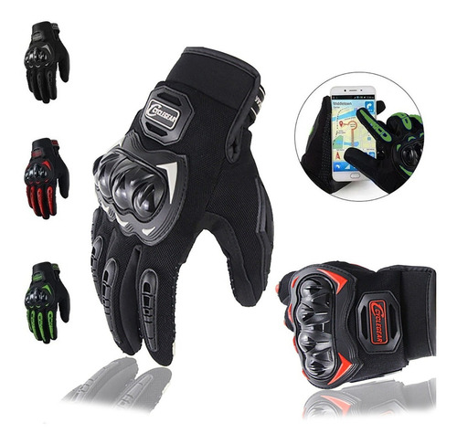 Guantes Con Proteccion Motociclista Anti Derrape Táctil Talla Negro-m