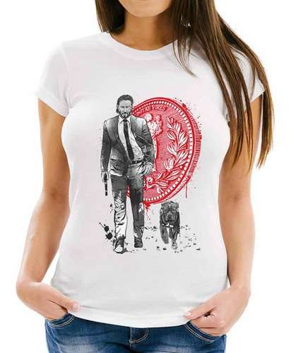 Playera John Wick Y Su Poderoso Perro Style Dama