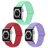 Malla Elastica Para Apple Watch 42-44-45mm Violet-verde-rojo