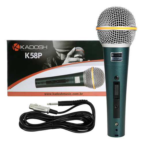 Microfone Dinamico Kadosh K58p Tipo Beta Sm58 Com Cabo Nfe