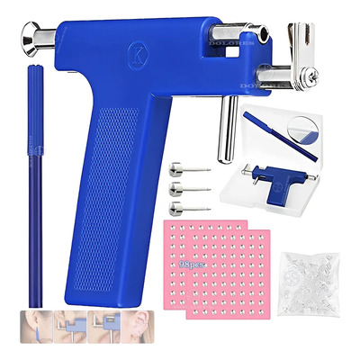 Kit De Pistola De Perforacion Orejas Sin Dolor Profesional Azul
