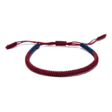 Pulsera Tibetana Budista Unisex Combinada Azul Burdeo