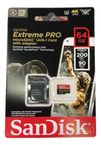 Cartão Memoria Sandisk Micro Sd 64gb 200mbs Extreme Pro 
