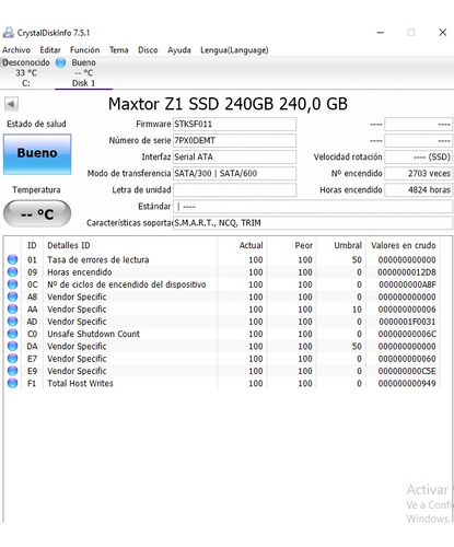 Disco Ssd Maxtor Z1 240gb - Solo 4800 Hs De Uso