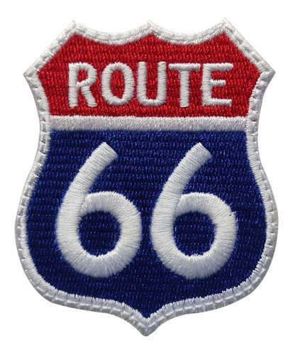 Parche Bordado Route 66 Ruta 66 A Color, Route Azul Con Rojo