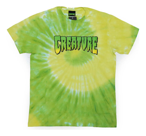 Camiseta Creature Especial Logo Tie Dye Verde/ Amarelo