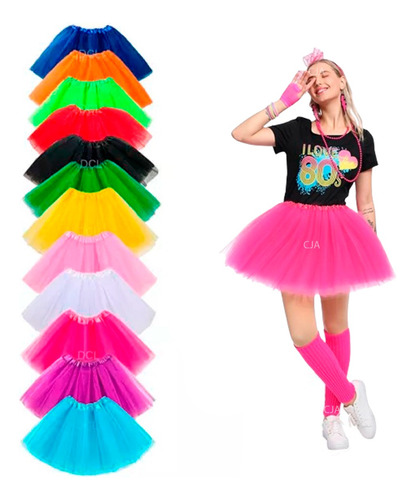 Saia Tule Adulto Colorida Lisa Festa Carnaval 35cm Tutu