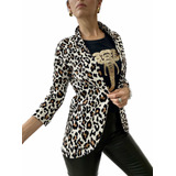 Blazer Saco Estampado Animal Print Bengalina Talles!