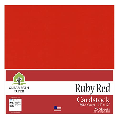 Cartulina Roja Rubí De 12 X 12 Pulgadas, 80 Lb, 25 Hoj...