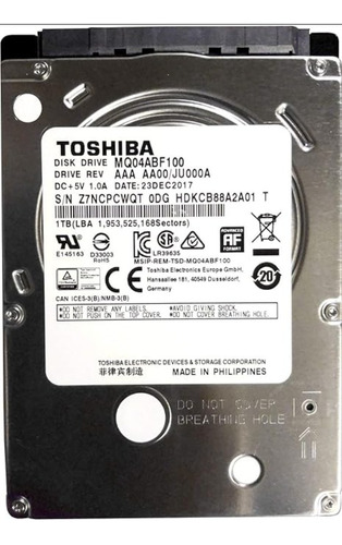 Disco Duro Interno Sata Toshiba 1tb Plateado