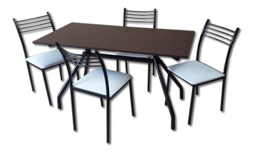 Juego Comedor Cocina Combo Paris Mesa 1.2 X 60 + 4 Sillas Reforzadas Caño Pintado Apilables Directo Garantia  Fabrica Cl