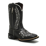 Bota Botina Feminina Texana  Country De Couro Bordada Rodeio