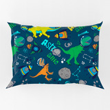 Fronha Avulsa Estampada Astrodino Infantil Azul 70cm X 50cm