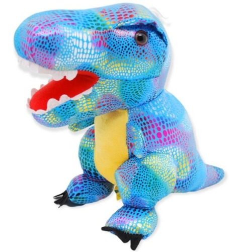 Peluche T-rex Metálico Tornasol Azul Regalo Bebe Niño Niña