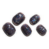 3d Black Press On Nails Extra Short  , Glitter Handmade...