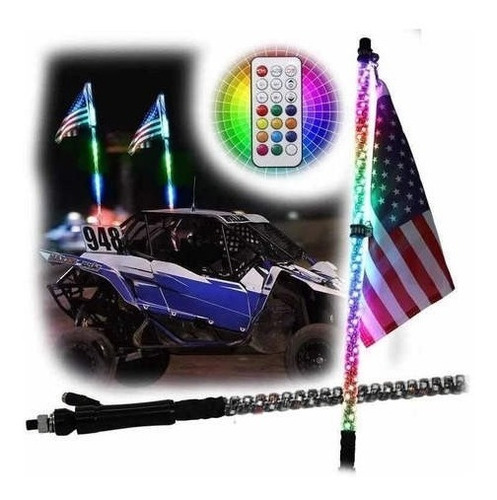 Antena Led Rzr 120cm Dancing Rgb Control Multicolor 360 