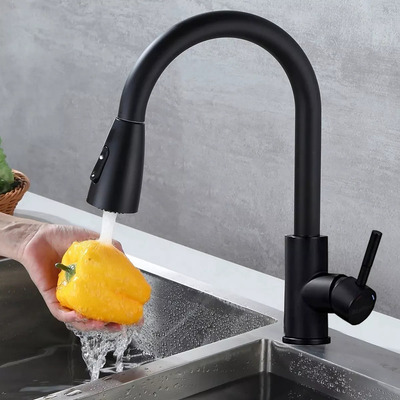 Torneira De Cozinha Bancada Misturador Monocomando Gourmet Quente E Frio Extensível Preto Fosco Yesop