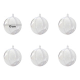 Pack 6u Esfera Transparente Plástico Bola De Navidad 10cm 