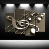 Iknow Foto 4 Paneles De Notas Musicales 3d, Lienzo, Arte De 