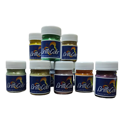 Set De 12 Piezas De Pinturas Brilla Color Metalica Nacional