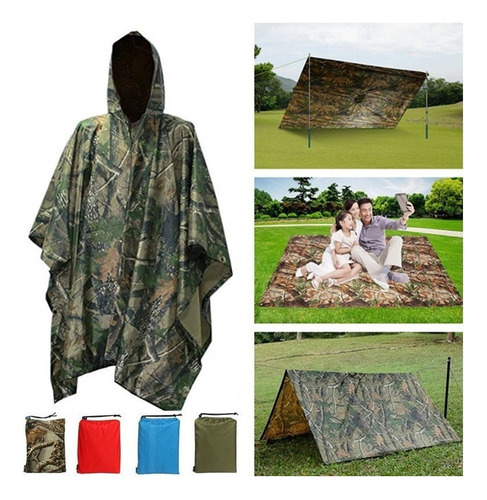 Poncho De Camping Camuflaje Impermeable Capa Tienda Militar