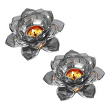 Porta Vela De Vidrio Flor De Loto Set De 2 Piezas Flor