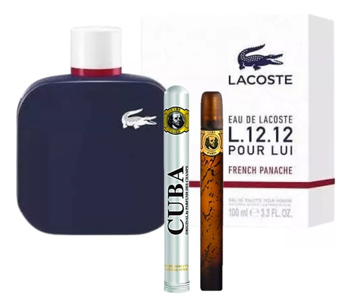 Lacoste French Panache 100ml Caballero+perfume Cuba 35ml