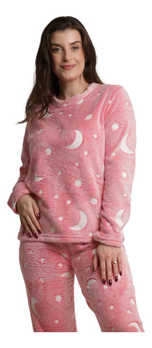 Pijama Feminino Longo Fleece Peludinho Ted Inverno Fechado