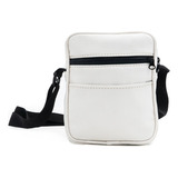 Bandolera Morral Mini Cartera Cuero Sintético Bourbon Acabado De Los Herrajes Niquel Color Blanco Color De La Correa De Hombro Negro Diseño De La Tela Liso