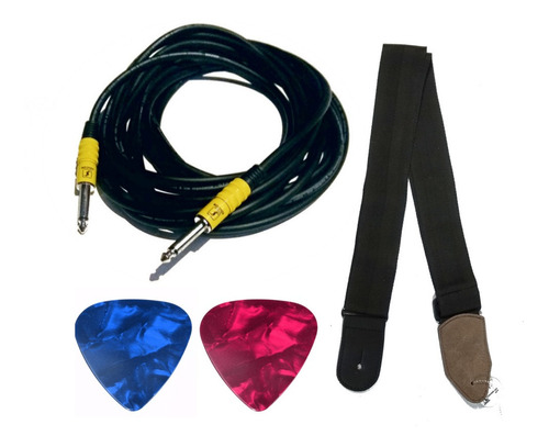 Kit Guitarra Bajo Cable Solcor 6m+ Tahali + 2 Plumillas 