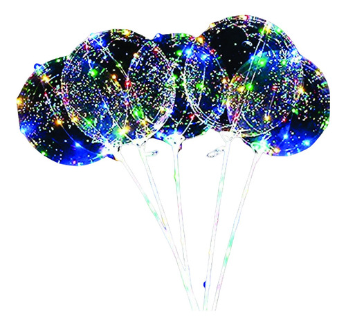 20 Balão Bubble Com Fio De Led E Suporte Vareta 50cm 