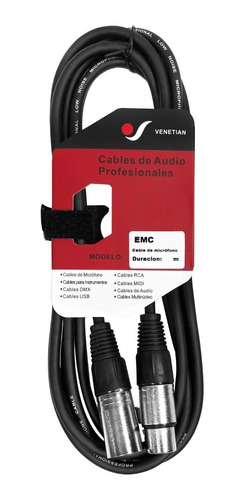 Venetian Emc Cable Micrófono Canon Macho Hembra 10 Metros