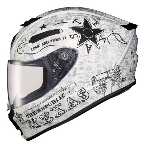 Casco Scorpion Exo Exo-r420 Full-face Lone Star Blanco 3x