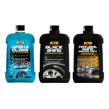 Kit Lavado Auto X3 Shampoo Acondicionador Revividor Negro