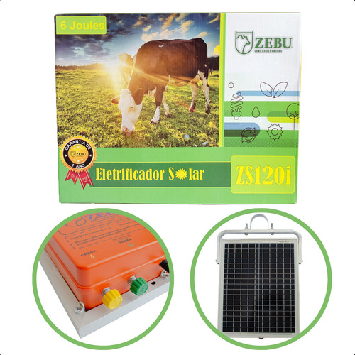 Cerca Elétrica Rural Apareho Solar 120km 6j Zs120 Seca Capin