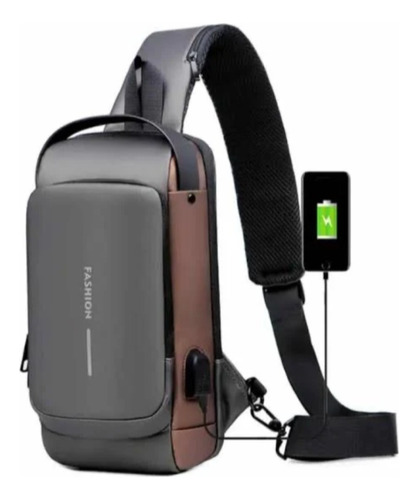 Mochila Pechera Cruzada Impermeable Antirrobo  Usb Premium