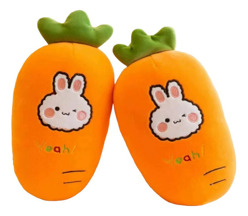 Peluche Kawaii Almohada De Viaje Zanahoria Con Ventosa 2 Pz 