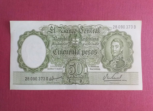 Billete 50 Pesos Moneda Nacional Argentina Serie D 28090373