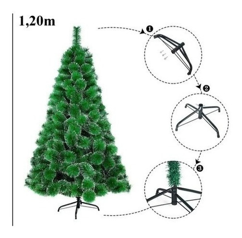 Árvore De Natal Pinheiro Luxo Verde Nevada 1,20m 170 Galhos