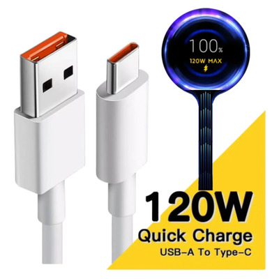 Cable Xiaomi 6A Turbo Charge 120W\u002F 67W\u002F 55W\u002F 33W\u002F 30W - 1 Metro Color Blanco | Envío gratis
