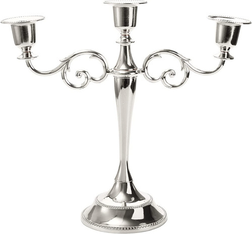 Youeon Candelabro De 3 Brazos, Soporte De Vela Plateado