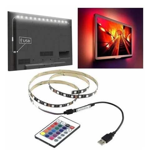 Tira Led Usb 3 Metros Rgb Usb 5050 Con Control Para Smart Tv