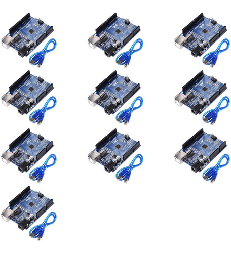 10 Piezas Uno R3 Smd Tecneu Cable Usb Compatible Ide Arduino